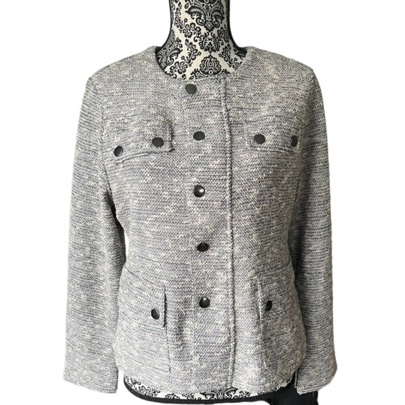 NIC + ZOE “The Ritz” Gray Textured Cotton Blend Knit Jacket | Petite Medium - Picture 1 of 7